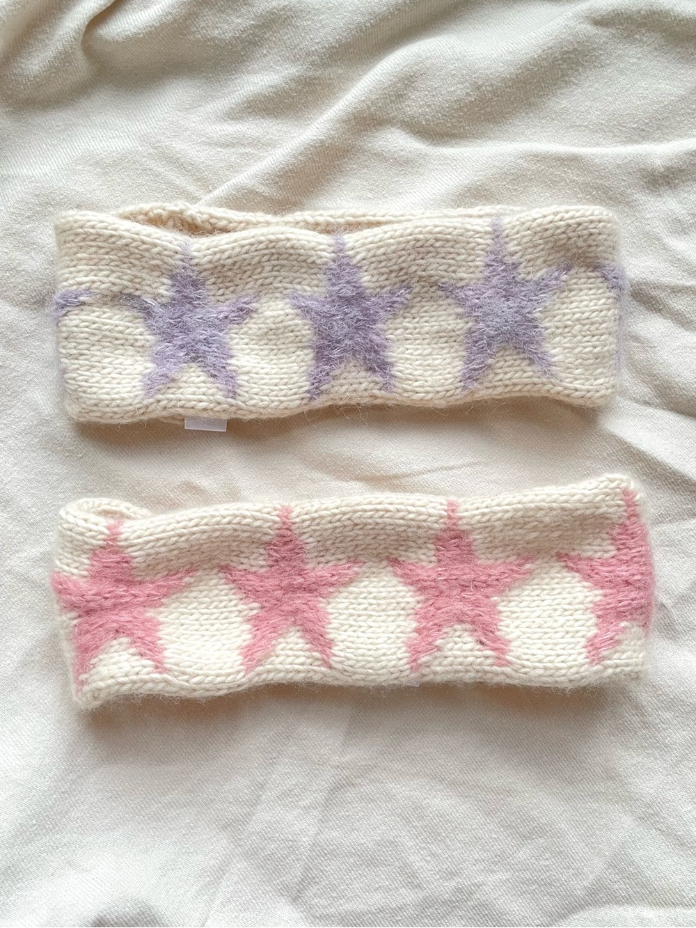 Hand knit Crochet Star Headband Set of 2